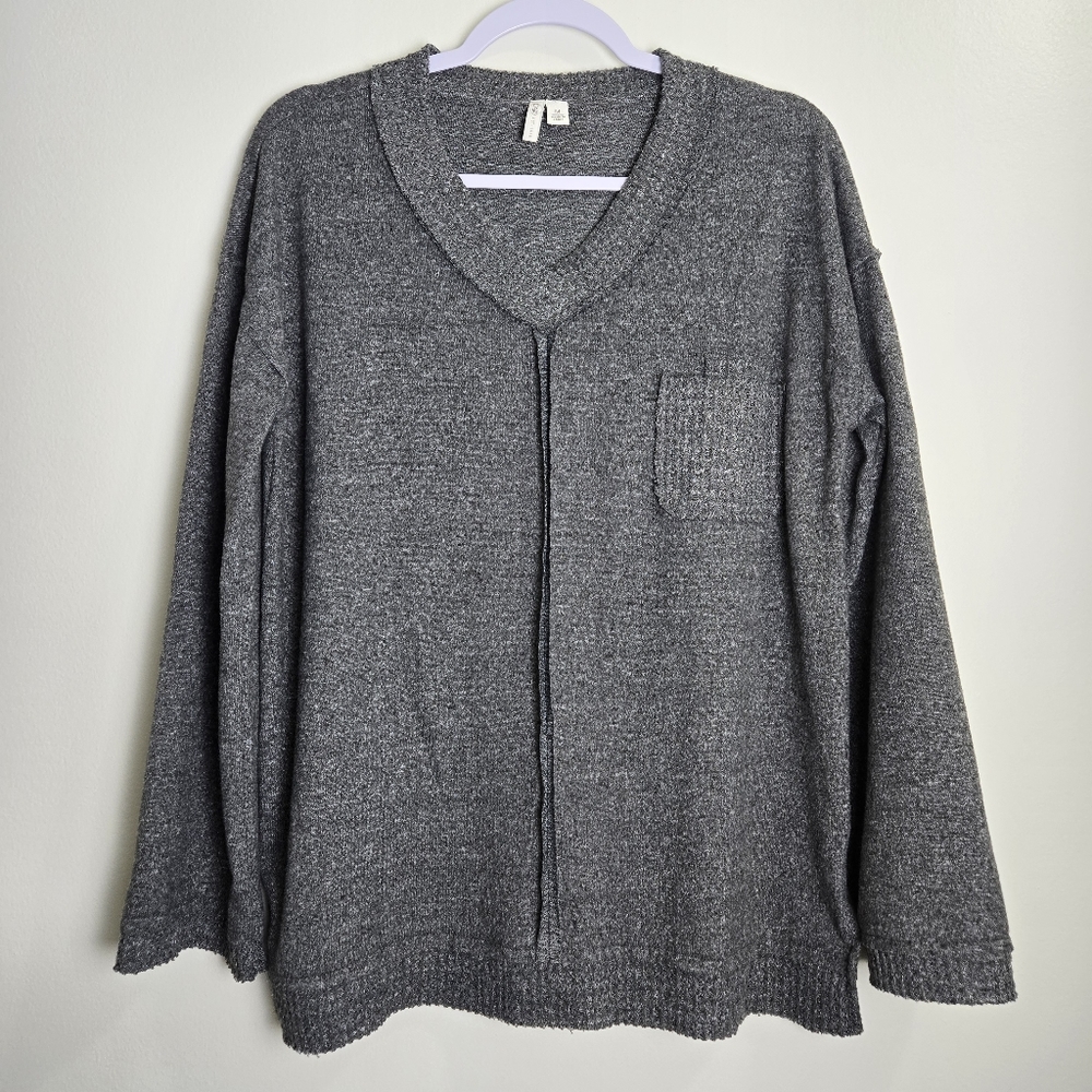 CATO Minimalist V neck Oversized Grey Cozy Top M